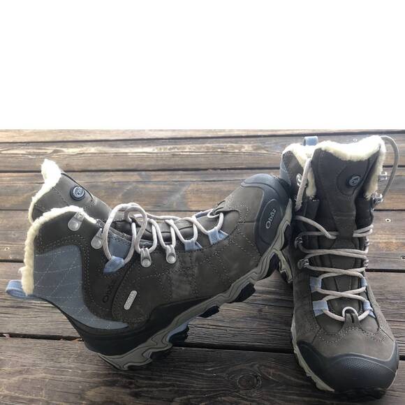 NEW OBOZ women\'s insulated b-dry winter hiking boot in gray